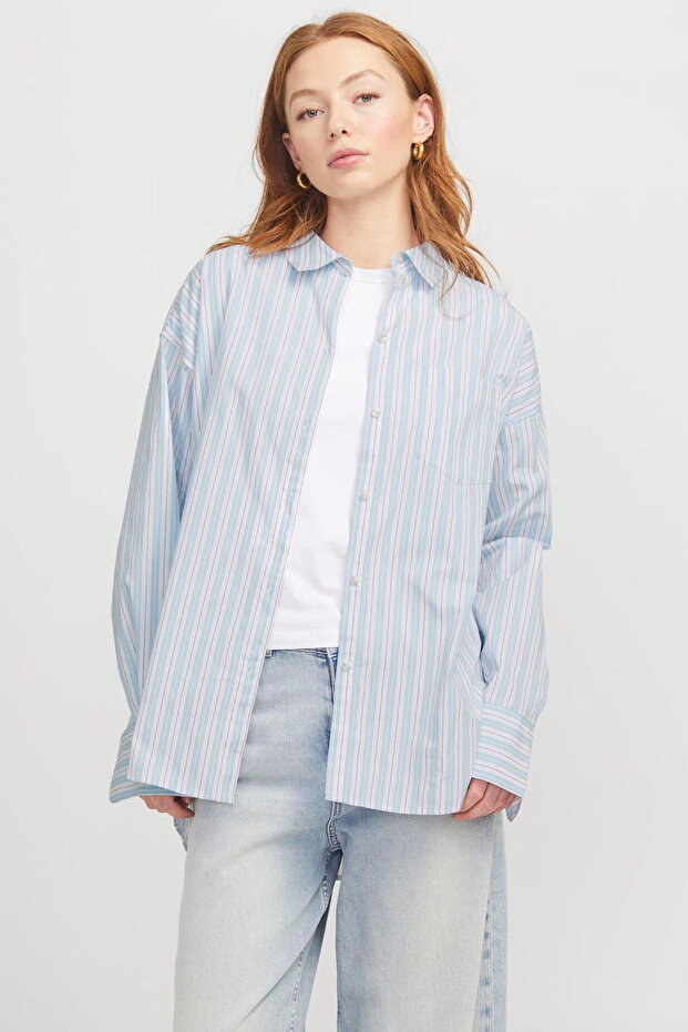 Kadin Basic Oversize Poplin Gömlek - Jamie - 8