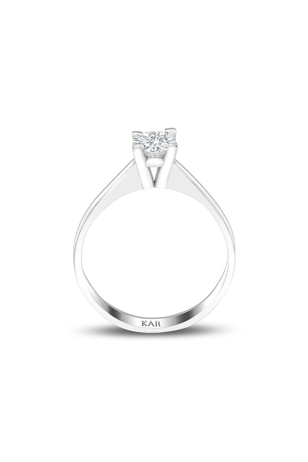 14 Ayar Altın Hdr Sertifikalı 0.30 Carat Pırlanta Tek Taş Yüzük - 2