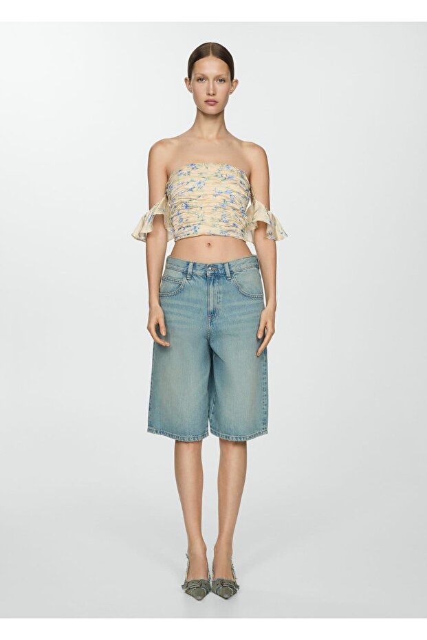 Dantelli straplez bluz - 2