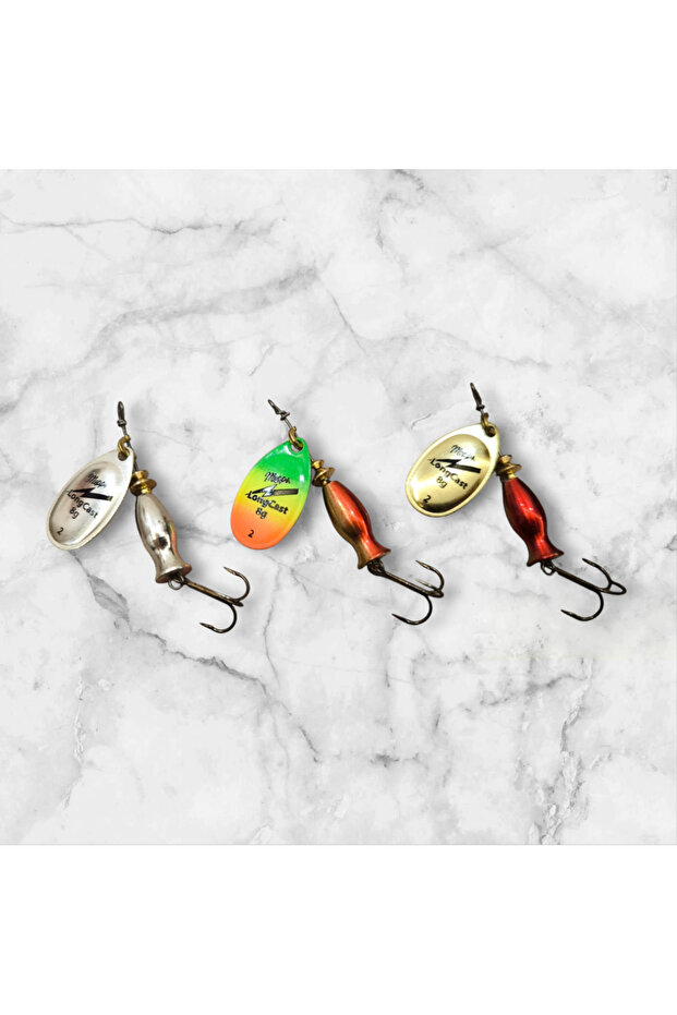 Long Cast Swivel Fishing Spoon Set of 3 (No:2)