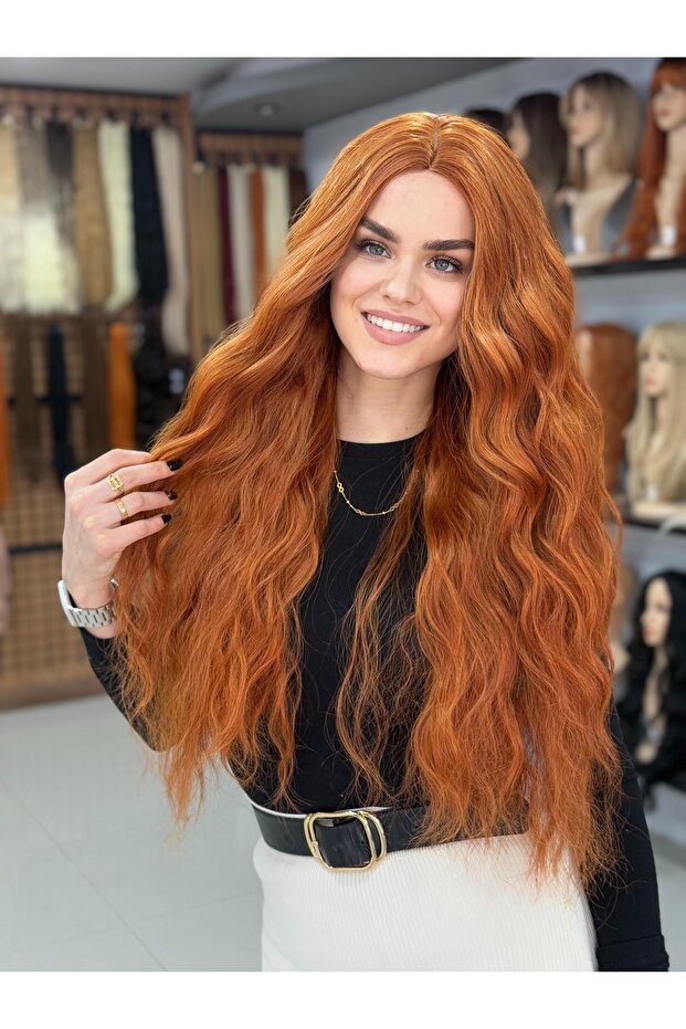 Bakır Perçemsiz Kıvırcık Dalgalı Peruk Vip - 1