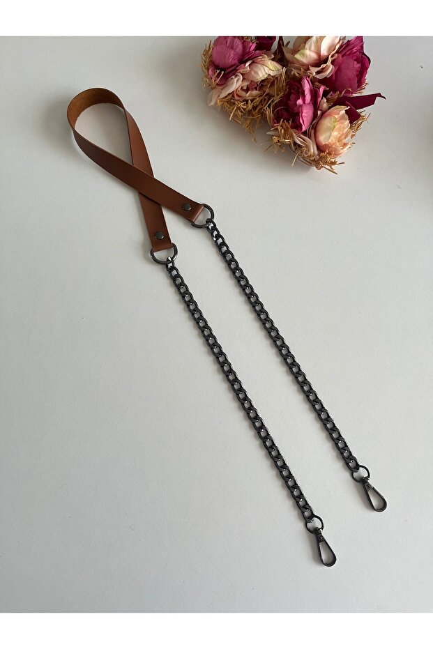Bag Strap with Knitted Bags Faux Leather Black Metal Accessories