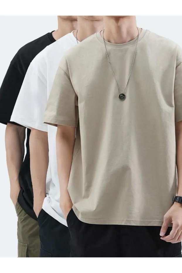 3 Pack Men's Cotton Crew Neck Basic T-Shirt