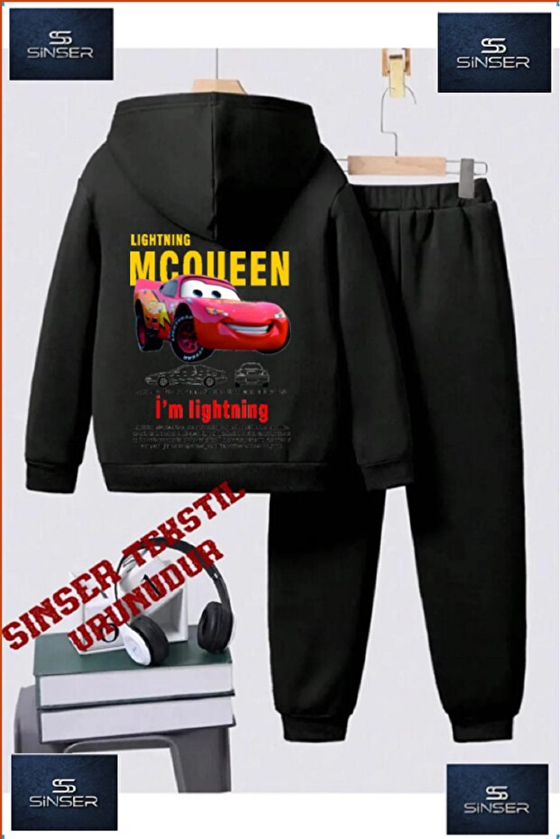 Hooded Children's "Mecquin Back Print" Printed Tracksuit Set