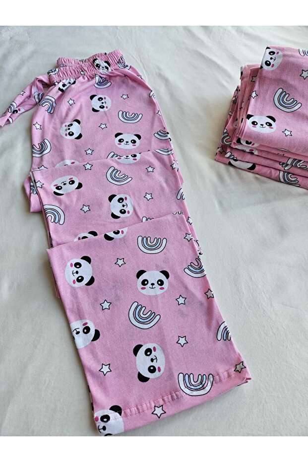 Panda Desenli Pembe Pijama Altı