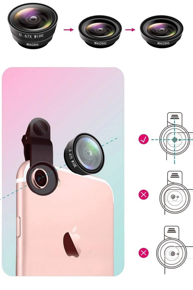 3 Different Modes Influencer Fish Eye Instagram-Tiktok Wide Angle Camera Lens Compatible with All Phones