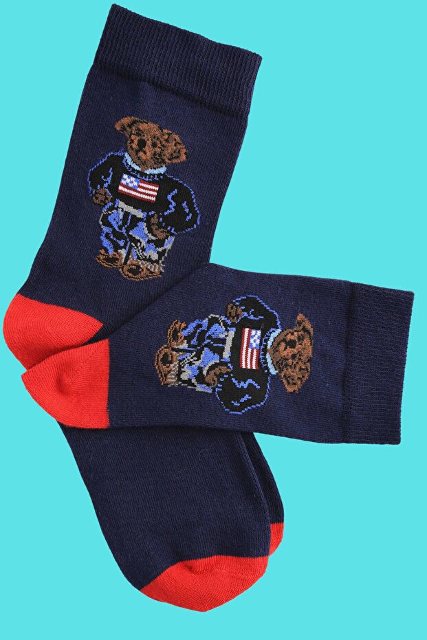 Teddy Bear Patterned Cotton Trend Socks 444 - 2