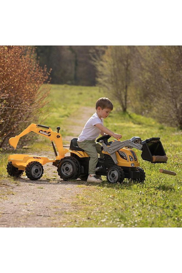 Smoby Builder Max pedal traktör ve römork sarı - 4