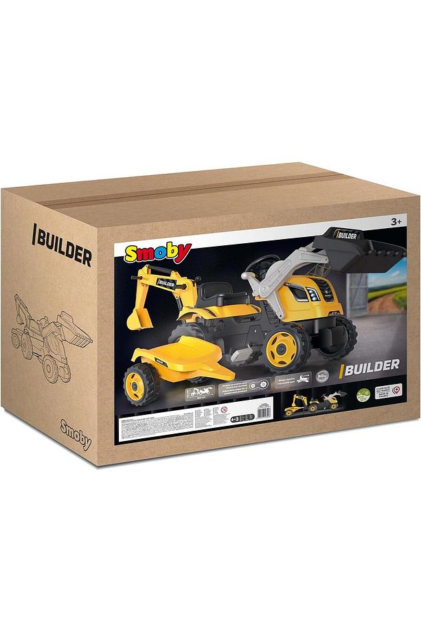 Smoby Builder Max pedal traktör ve römork sarı - 6