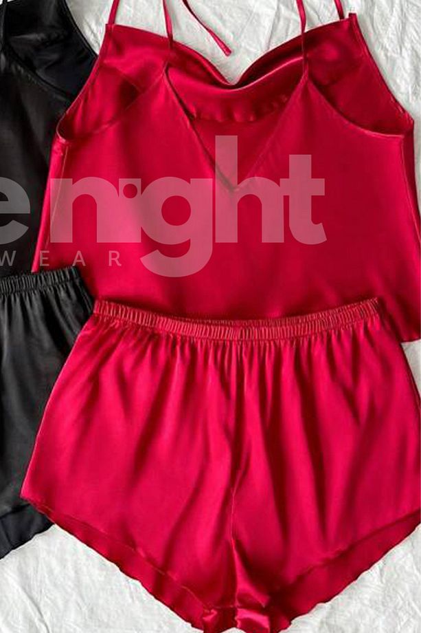 Pijama Takımı Şortlu Gecelik Sabahlık Takımı - 1