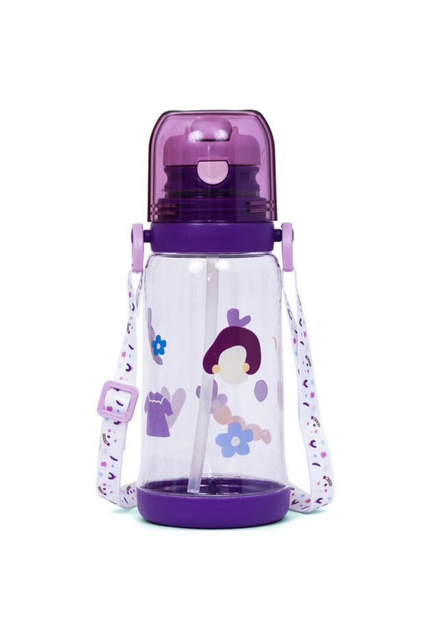 Water Bottle 600ml wt straw - Purple