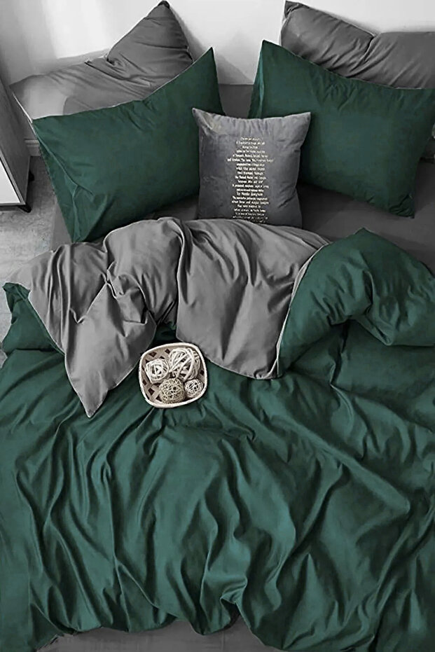 Duvet Cover Set with Fitted Sheet Double Military Green