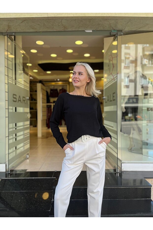 YAKA KENARI AKSESUARLI TRİKO - 2