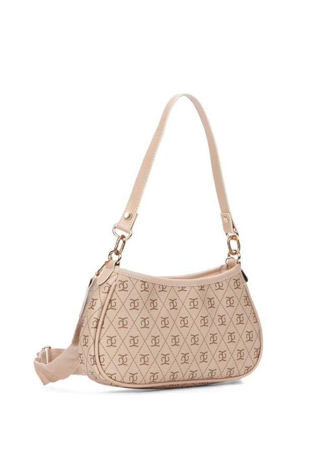 Women's Beige Farme Monogram Baguette Hand and Shoulder Bag