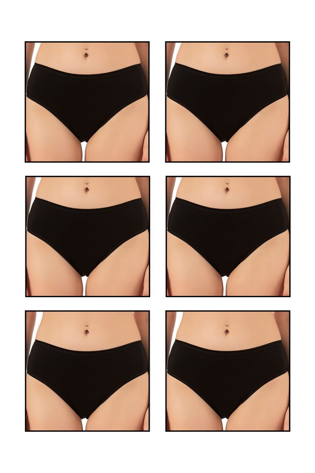 Özkan 6121 6 Pack Women's Cotton Lycra Single Jersey High Waist Bato Panties