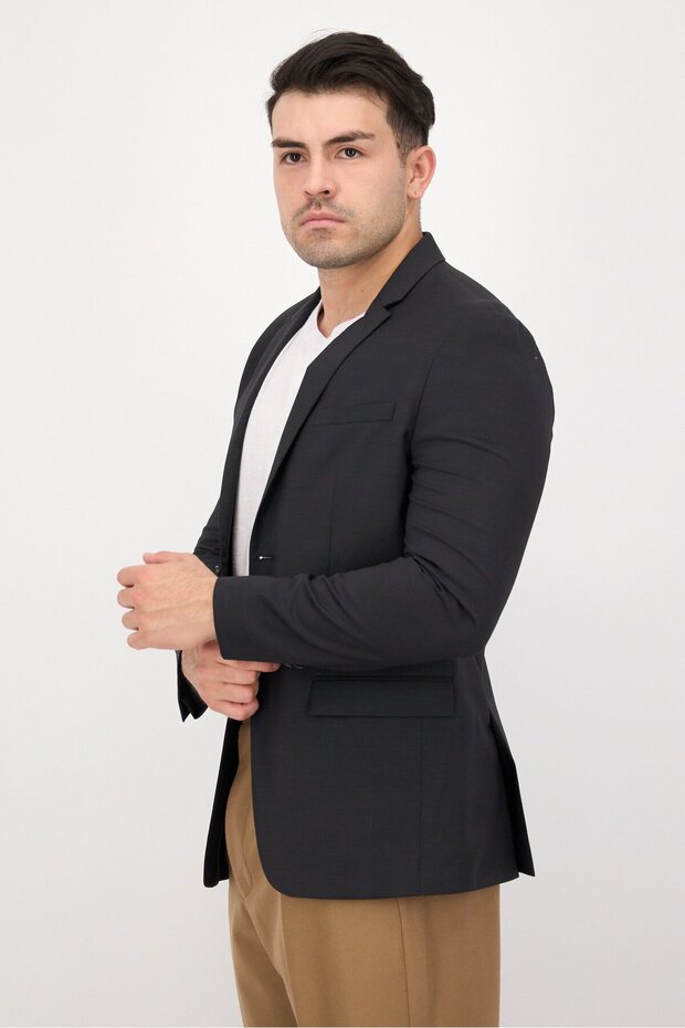 بليزر رجالي سادة بقصّة عادية وشبه رسمي، أسود - 2