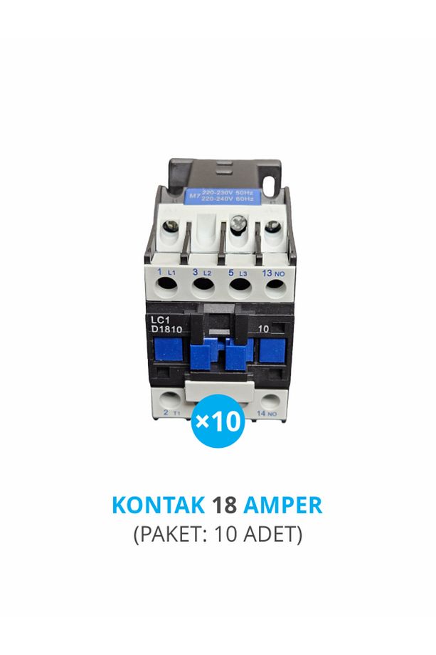 KONTAKTÖR 3 FAZ + YARDIMCI KONTAK 18 AMPER (D18-3P-220V) (PAKET: 10 ADET) - 1