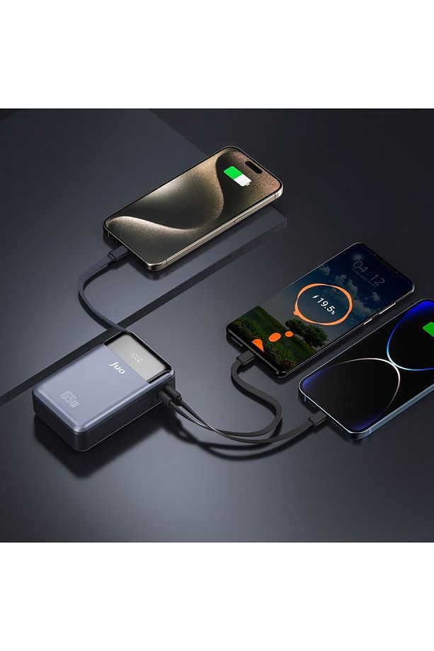 20000 Mah 65w Led Ekranlı Usb-a Type-c Kablolu Taşınabilir Hızlı Şarj Cihazı Powerbank - 4