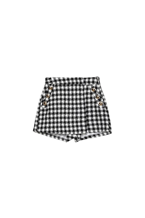 Düğmeli Şort Etek - 3