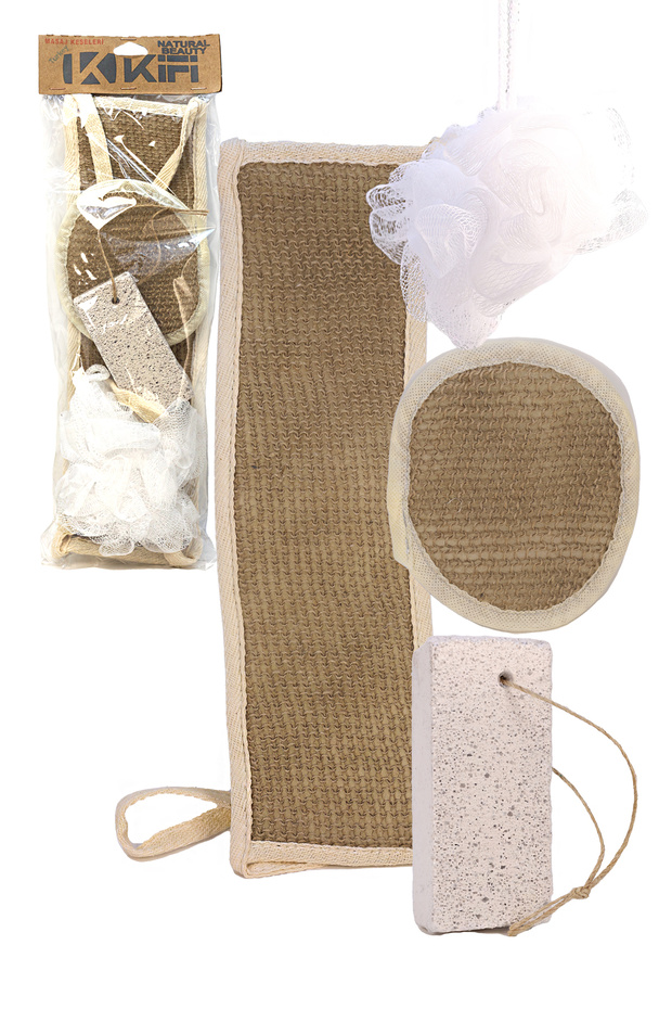 Natural Sisal 4-Piece Washcloth Bathroom Set Kf-1000