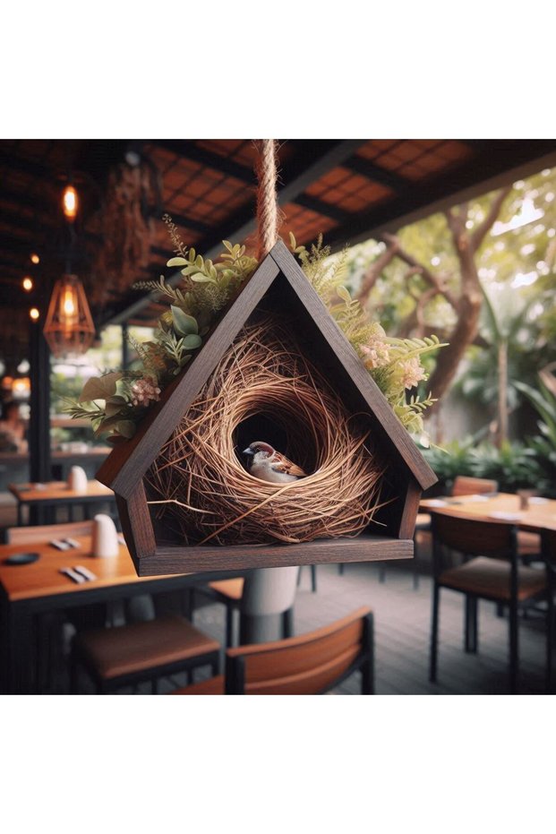 Bird's Nest Garden Type Bird's House with Roof Mdizmir Special Design Bird House / Nest