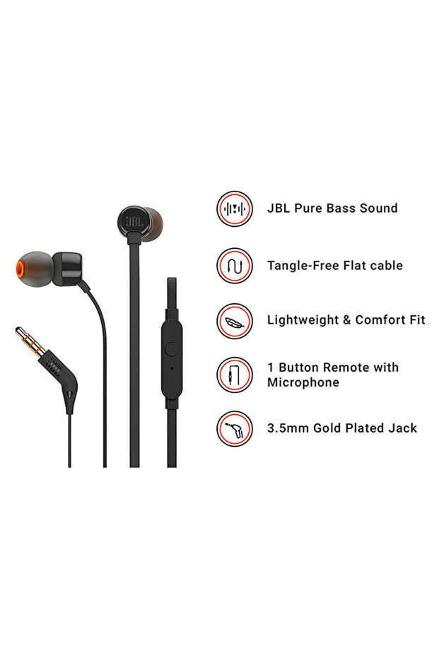 T160 Mikrofonlu Kulak İçi Kulaklık (Siyah) - 2