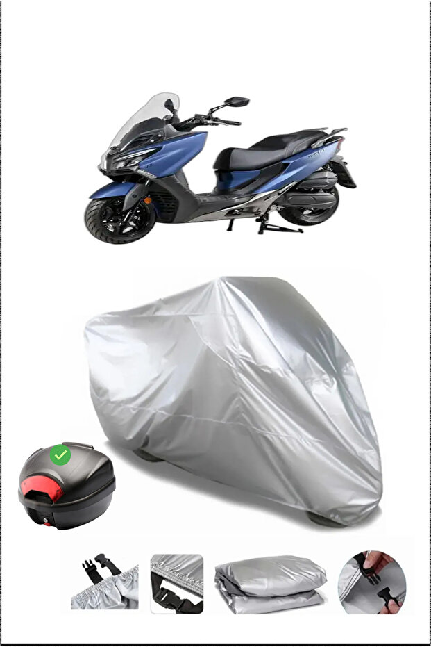 حقيبة KYMCO Xtown250Ct الخلفية المتوافقة مع القماش الرمادي المقاوم للماء (دراجة نارية)