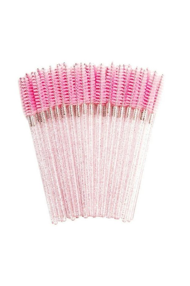 Kaş Ve Kirpik Tarama Fırçası 50 Adet Şeffaf Pembe - 1