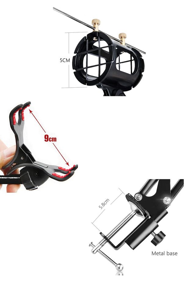 3in1 Hareketli Profesyonel Kayıt Mikrofon Standı + Pop Filtre + Telefon Tutucu - 3