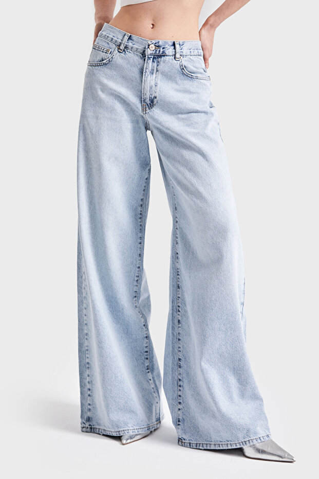 بنطلون جينز ثلجي نسائي من Hera 17S5-3 Palazzo Fit Denim