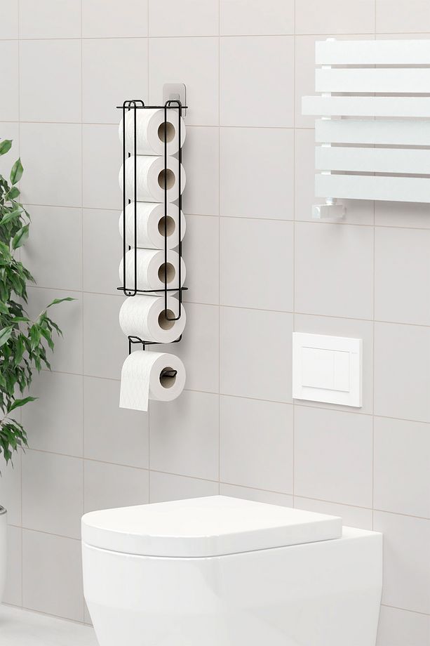 Yapışkanlı Tuvalet Kağıtlığı Şarjörü Wc Kağıtlık Yedekli Metal Tuvalet Kağıdı Tutacağı Askısı - 7