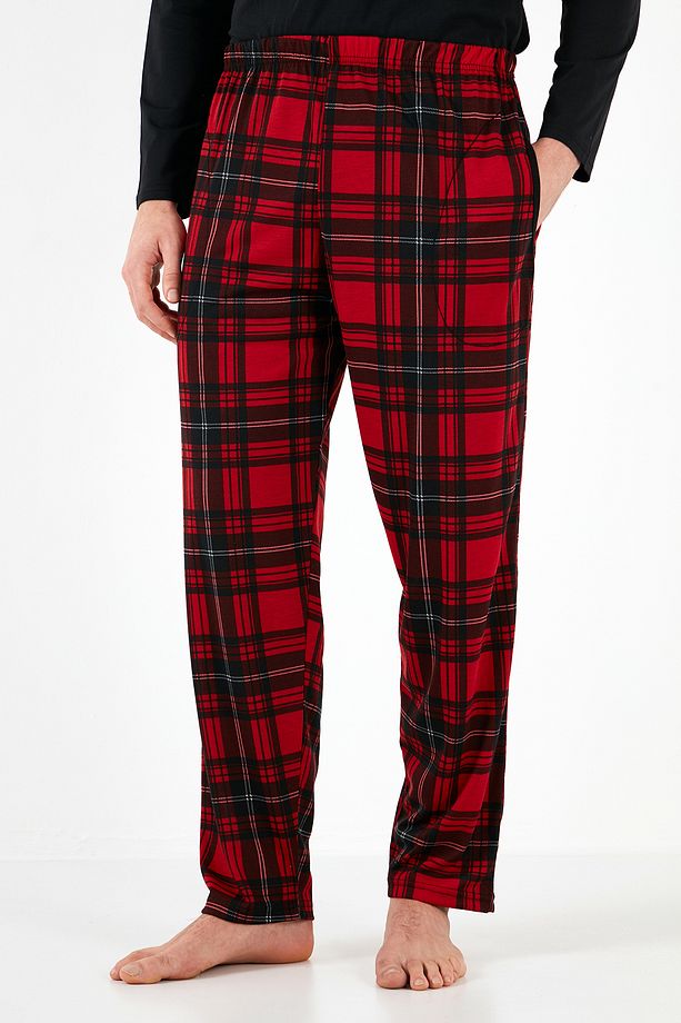 Ekoseli Pamuklu Regular Fit Uzun Kollu Pijama Takımı Erkek Pijama Takımı 60961004 - 5