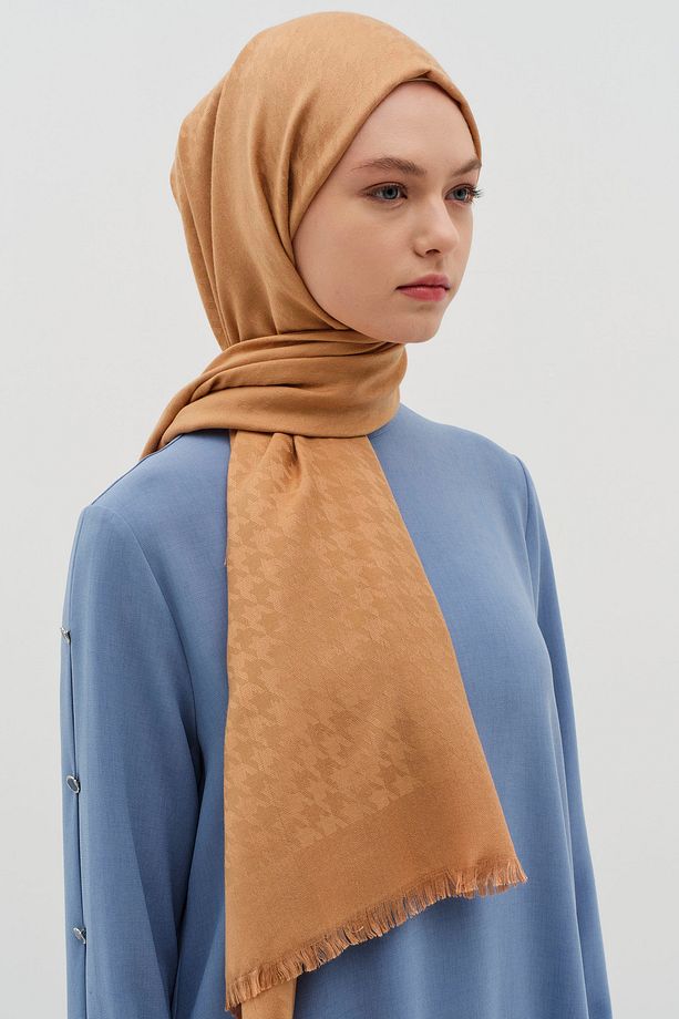 Kazayağı Desen Viskon Şal - Camel - 3