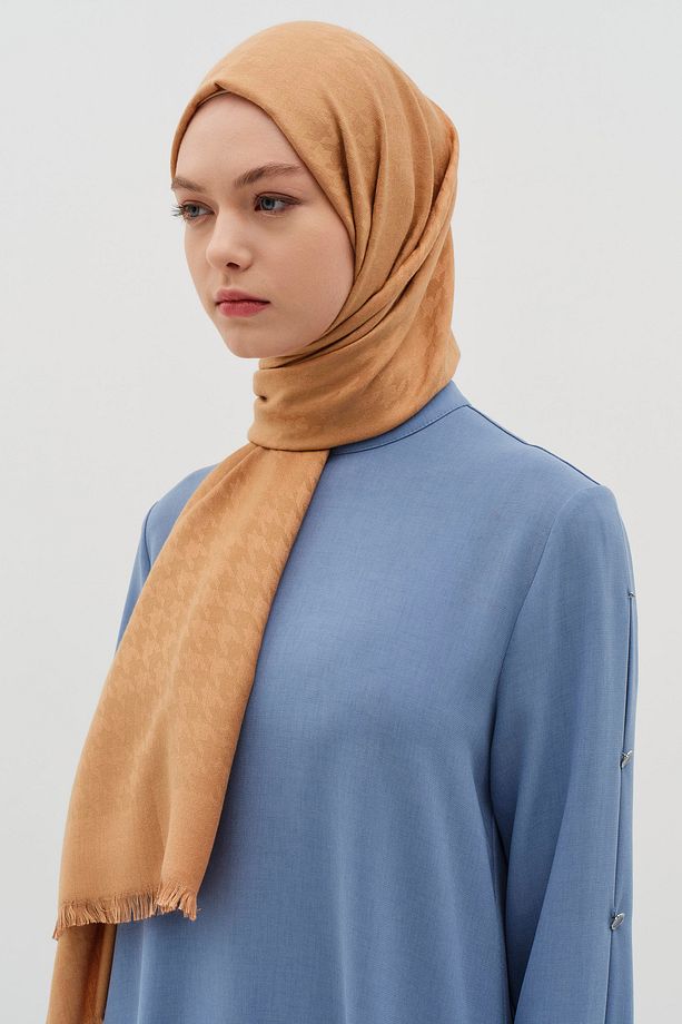 Kazayağı Desen Viskon Şal - Camel - 2