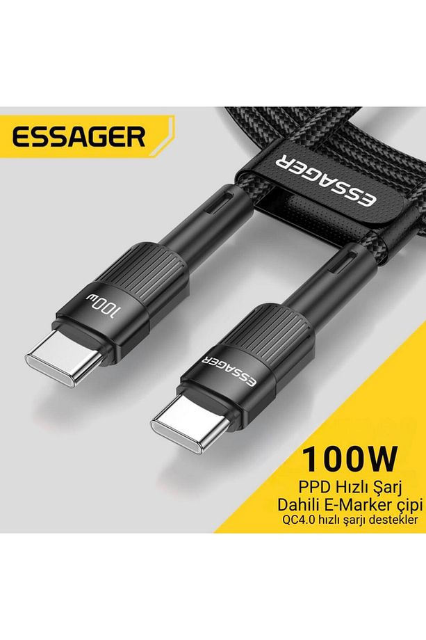 3 Metre Pd 100w Qc4.0 Süper Hızlı Type C To Type C Şarj Data Kablosu, Akım,ısı, Batarya Koru - 2