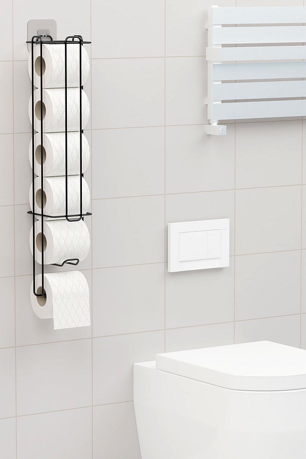 Yapışkanlı Tuvalet Kağıtlığı Şarjörü Wc Kağıtlık Yedekli Metal Tuvalet Kağıdı Tutacağı Askısı - 4