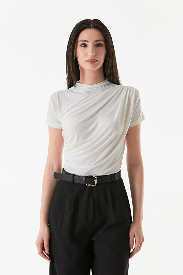 Basic Yanları Büzgülü Bluz - 3