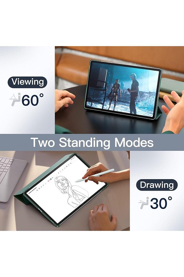 Galaxy Tab S9 Fe/s10 Fe 10.9 Uyumlu Kılıf Akıllı Smart Standlı Arkası Şeffaf Kapaklı X520 - 6