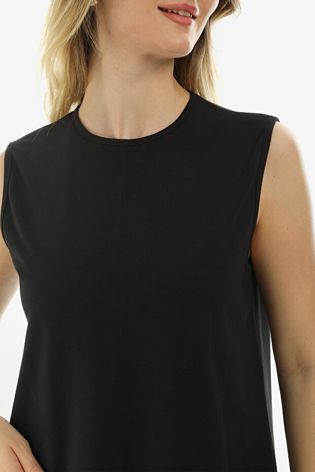 Kolsuz Basic Penye Mini Elbise 2028 - Penye Tunik - 3