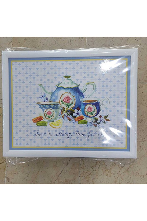 Yastıklı Keyif Tepsi There Is Always Time For Tea Mavi 1 Adet - 1