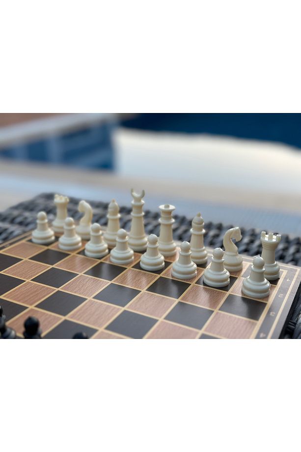 Sedef İşlemeli Lüks Satranç Takımı - 27.5x27.5 cm - Özel Tasarım - 7