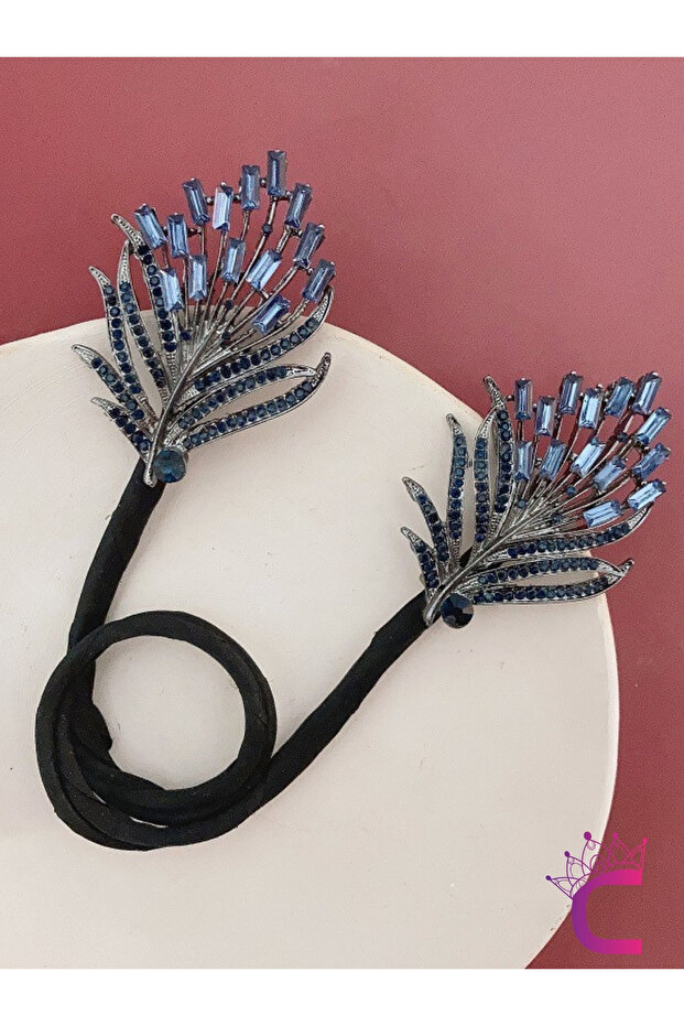 Women's Easy to Gather String Bun Buckle with Elegance Crystal Stones - Wedding Engagement Hair Accessory