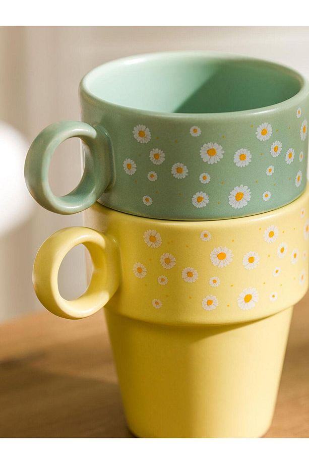 LCW HOME Çiçek Desenli Seramik Kupa Seti 2'li 280 Ml - 3