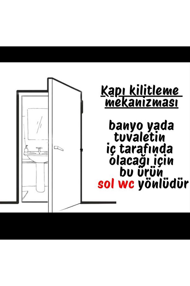 Kapı Kolu Bravo Siyah Aynalı Wc-Banyo SOL Yön - 3