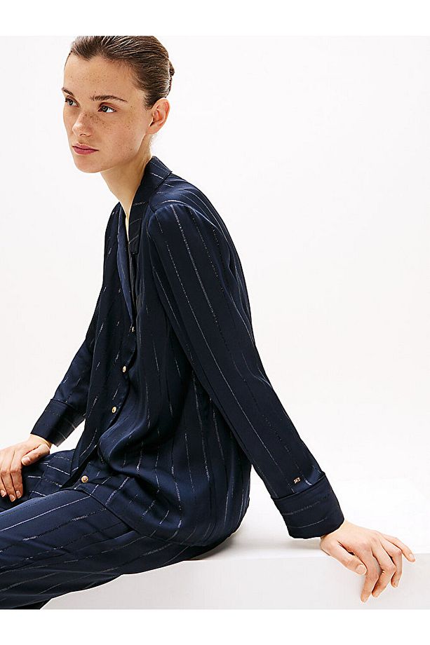 Metallic Stripe Relaxed Fit Blouse - 2