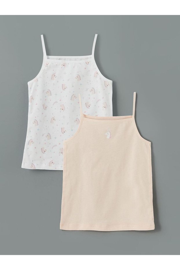 Lcw Kids Square Collar Girls' Undershirt Set of 2