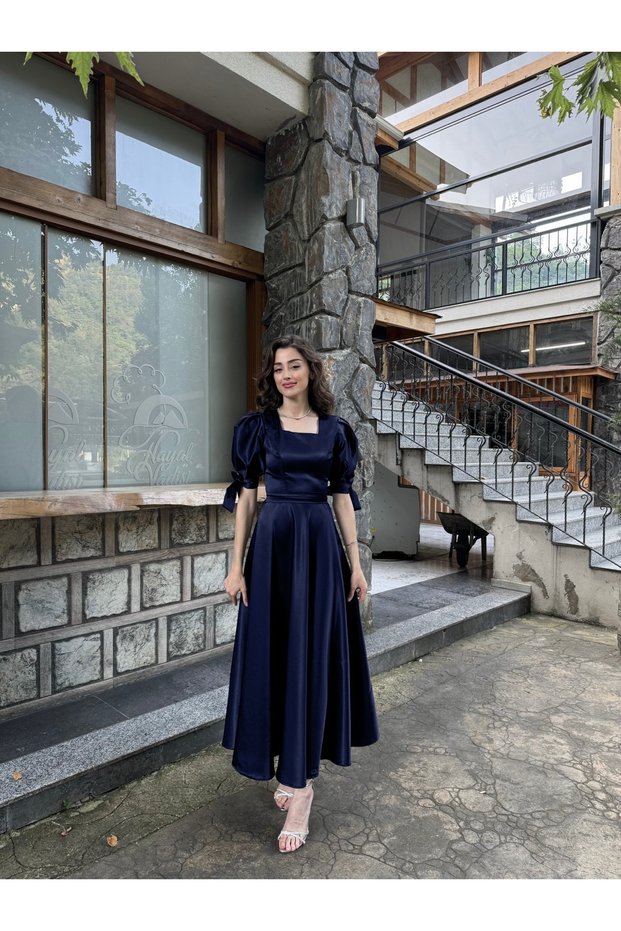 NAVY BLUE SATIN DREAM DRESS