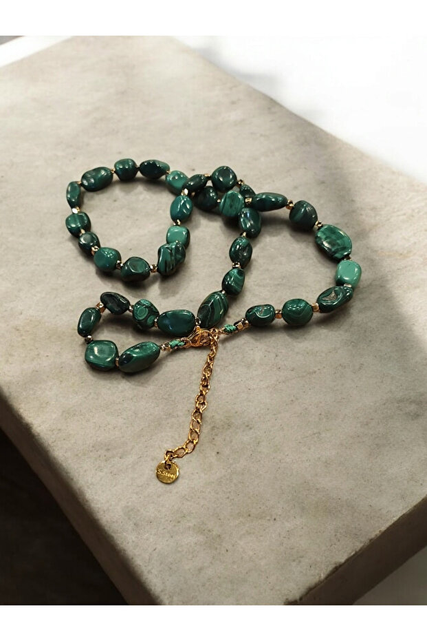 Malahit Doğal Taş Kolye - 1