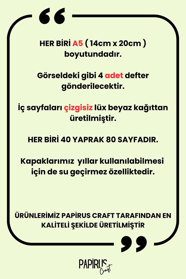 Spiralli | Okul Defter Seti | 4 Adet | A5 | Sert Karton Kapak | 80 Sayfa | 40 Yaprak Çizgisiz - 3