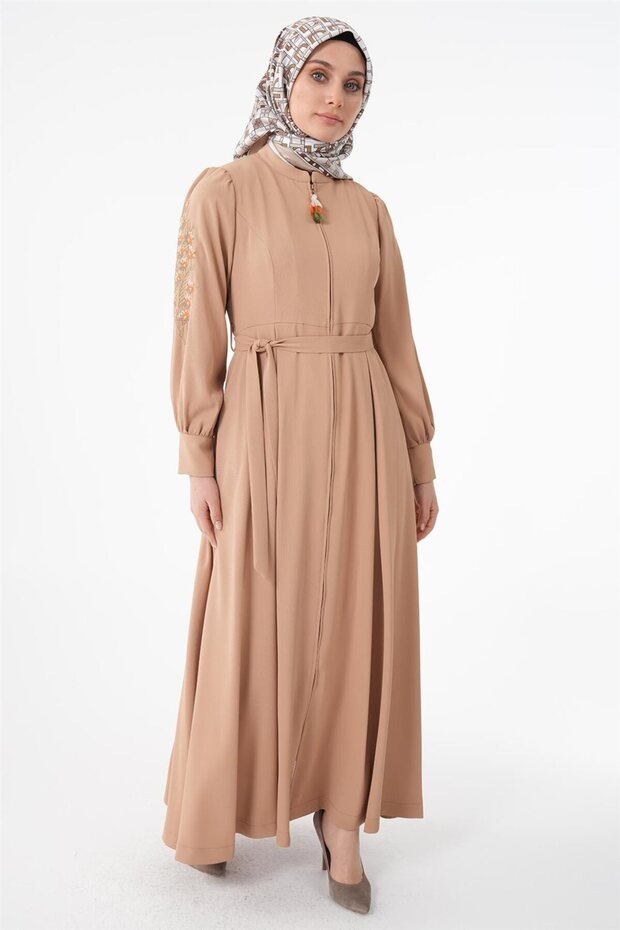 Nakış İşlemeli Pardesü Bej - 2